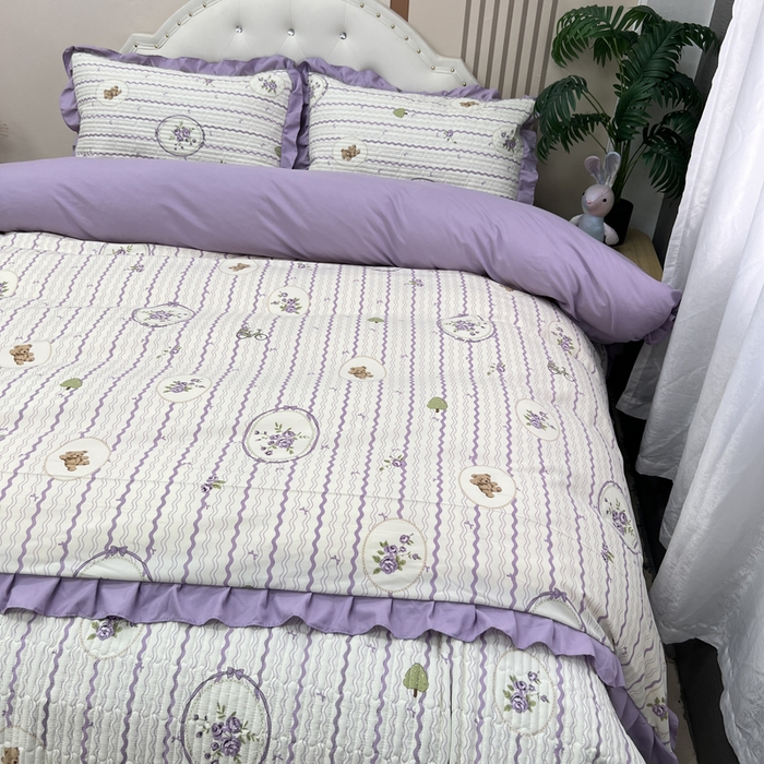 91家纺网 家纺一手货源 找家纺 寝居阁 2025新款床盖四件套 欢乐小熊