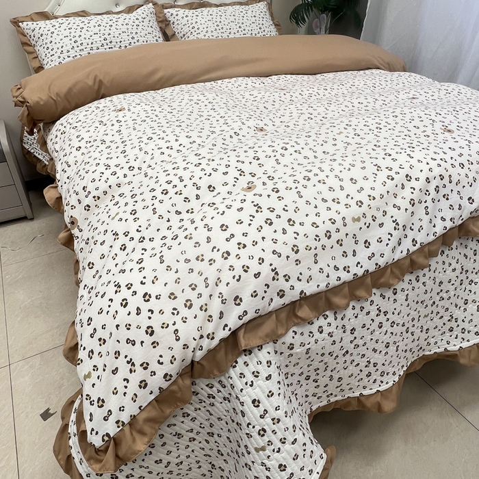 91家纺网 家纺一手货源 找家纺 寝居阁 2025新款床盖四件套 摩登豹纹