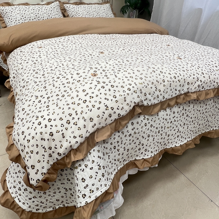 91家纺网 家纺一手货源 找家纺 寝居阁 2025新款床盖四件套 摩登豹纹