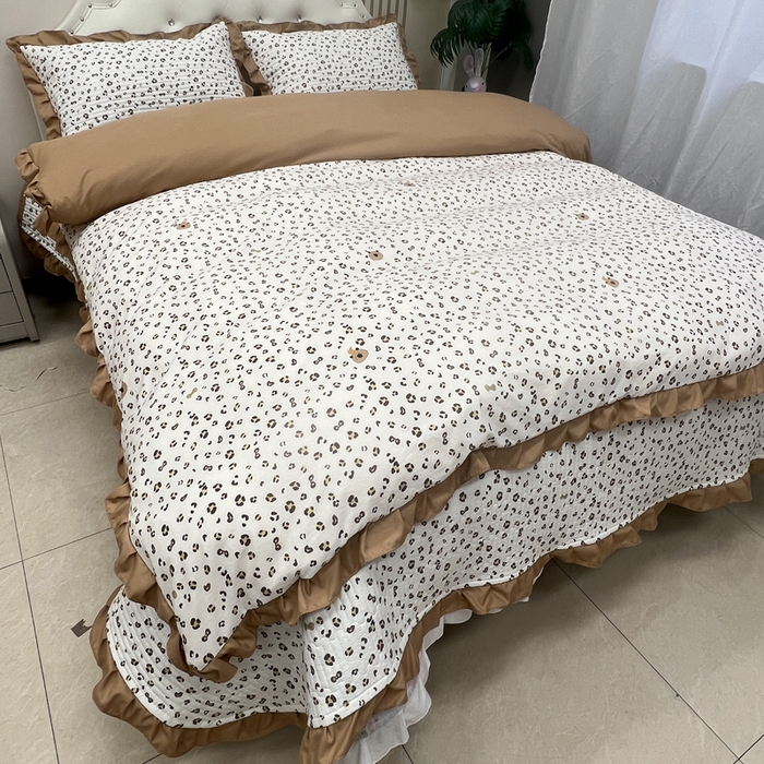 91家纺网 家纺一手货源 找家纺 寝居阁 2025新款床盖四件套 摩登豹纹