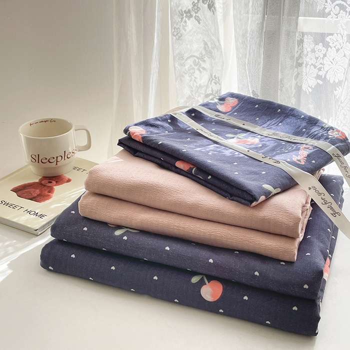 91家纺网 家纺一手货源 找家纺 水木坊 2025新款云感针织双层纱三件套四件套 大吉大厘