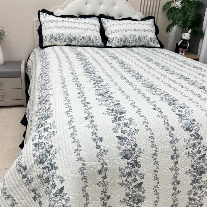 91家纺网 家纺一手货源 找家纺 寝居阁 2025新款床盖四件套 雾蓝格调