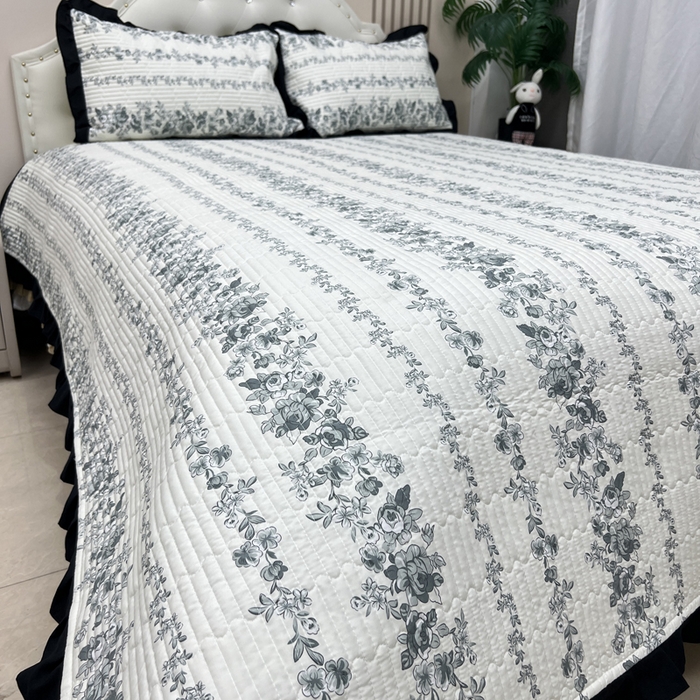 91家纺网 家纺一手货源 找家纺 寝居阁 2025新款床盖四件套 雾蓝格调