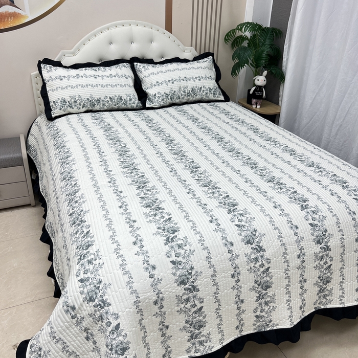 91家纺网 家纺一手货源 找家纺 寝居阁 2025新款床盖四件套 雾蓝格调