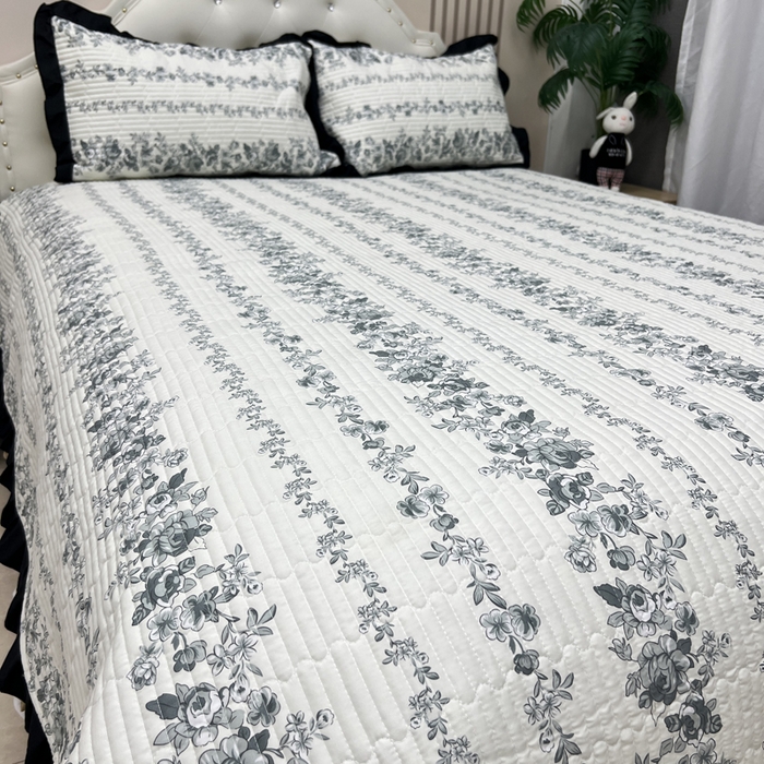 91家纺网 家纺一手货源 找家纺 寝居阁 2025新款床盖四件套 雾蓝格调