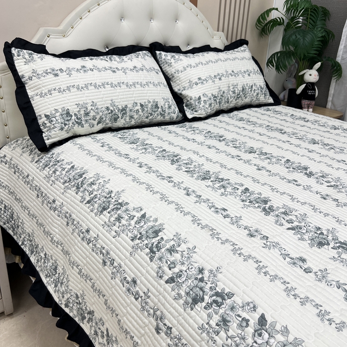 91家纺网 家纺一手货源 找家纺 寝居阁 2025新款床盖四件套 雾蓝格调