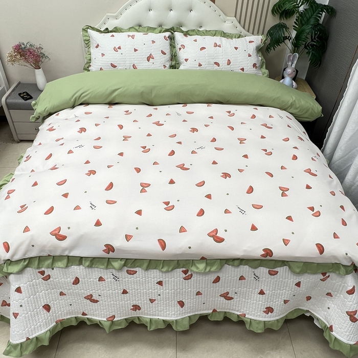 91家纺网 家纺一手货源 找家纺 寝居阁 2025新款床盖四件套 西瓜一夏