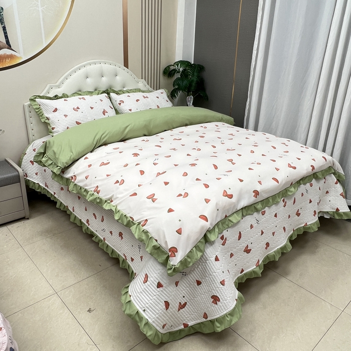 91家纺网 家纺一手货源 找家纺 寝居阁 2025新款床盖四件套 西瓜一夏