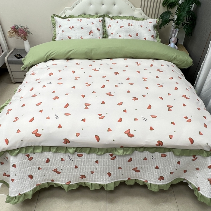 91家纺网 家纺一手货源 找家纺 寝居阁 2025新款床盖四件套 西瓜一夏