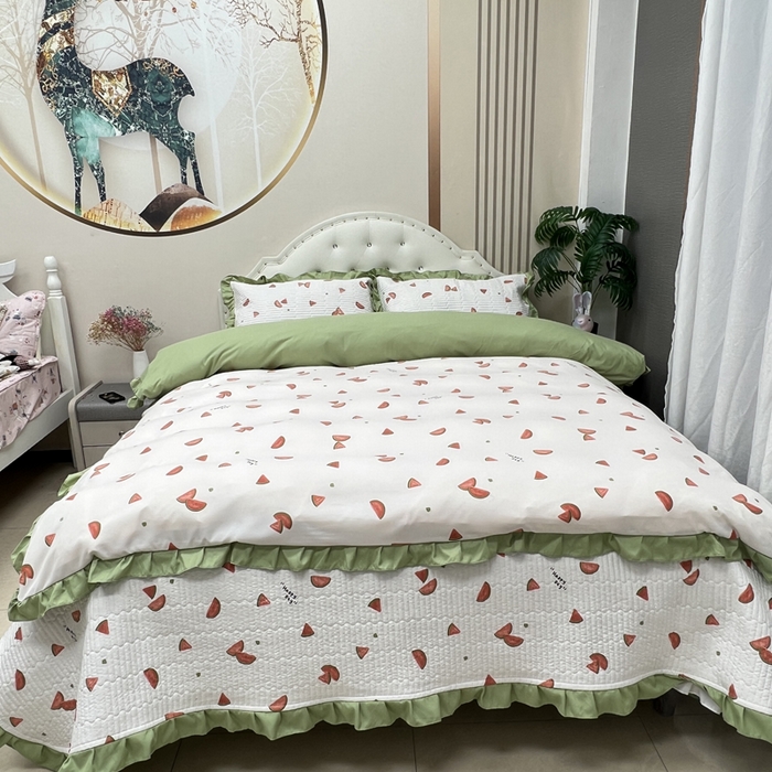 91家纺网 家纺一手货源 找家纺 寝居阁 2025新款床盖四件套 西瓜一夏