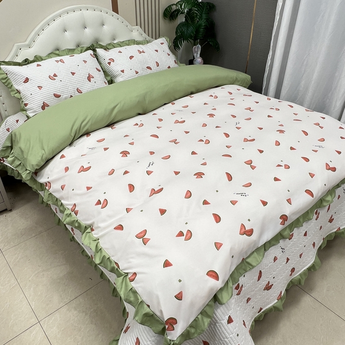 91家纺网 家纺一手货源 找家纺 寝居阁 2025新款床盖四件套 西瓜一夏