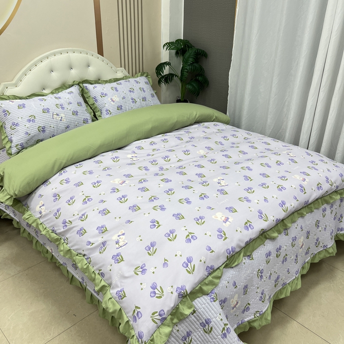 91家纺网 家纺一手货源 找家纺 寝居阁 2025新款床盖四件套 香芋兔兔