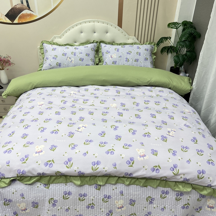 91家纺网 家纺一手货源 找家纺 寝居阁 2025新款床盖四件套 香芋兔兔