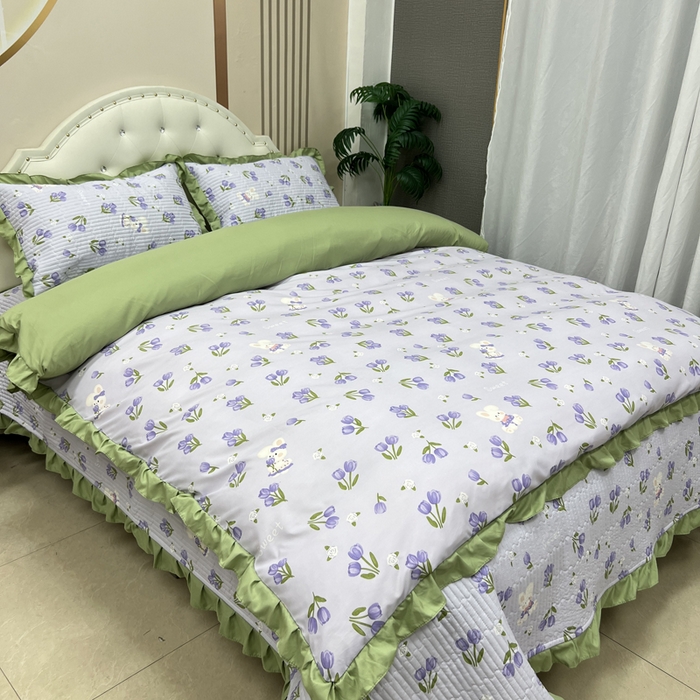 91家纺网 家纺一手货源 找家纺 寝居阁 2025新款床盖四件套 香芋兔兔