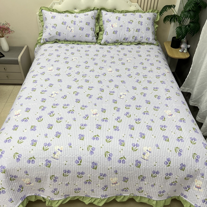 91家纺网 家纺一手货源 找家纺 寝居阁 2025新款床盖四件套 香芋兔兔