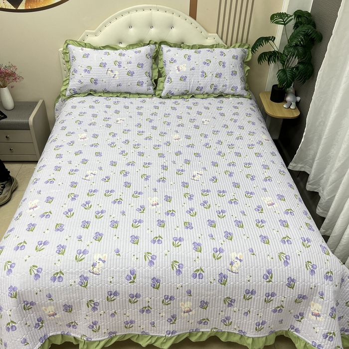 91家纺网 家纺一手货源 找家纺 寝居阁 2025新款床盖四件套 香芋兔兔