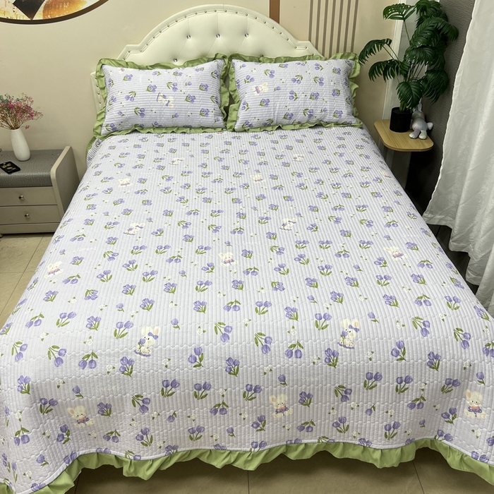 91家纺网 家纺一手货源 找家纺 寝居阁 2025新款床盖四件套 香芋兔兔