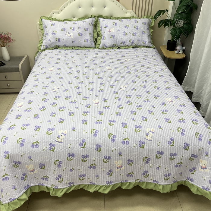 91家纺网 家纺一手货源 找家纺 寝居阁 2025新款床盖四件套 香芋兔兔