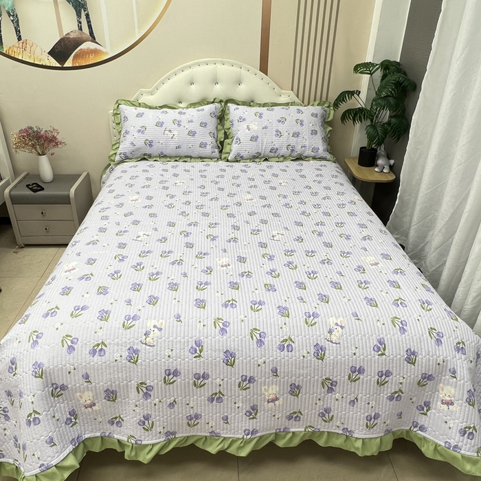 91家纺网 家纺一手货源 找家纺 寝居阁 2025新款床盖四件套 香芋兔兔