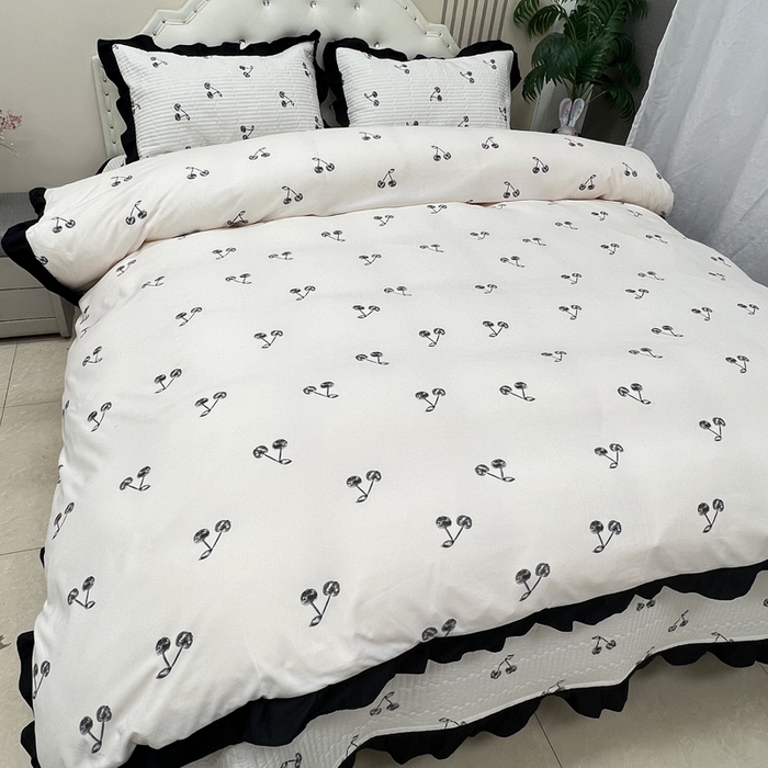 91家纺网 家纺一手货源 找家纺 寝居阁 2025新款床盖四件套 樱桃