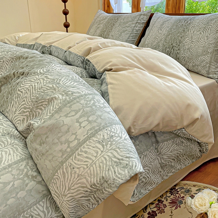 91家纺网 家纺一手货源 找家纺 耀悦家纺 2025年60支纯棉印花四件套长绒棉被套床单 冰川