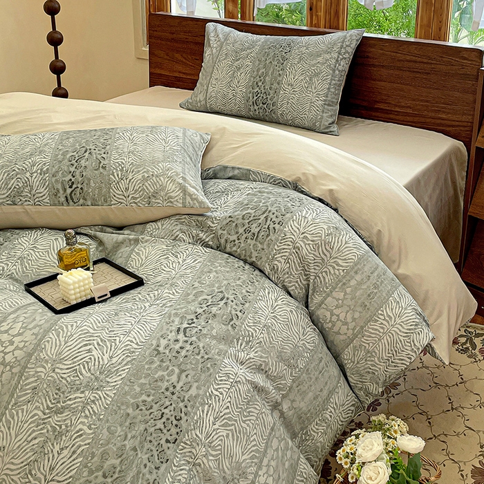 91家纺网 家纺一手货源 找家纺 耀悦家纺 2025年60支纯棉印花四件套长绒棉被套床单 冰川