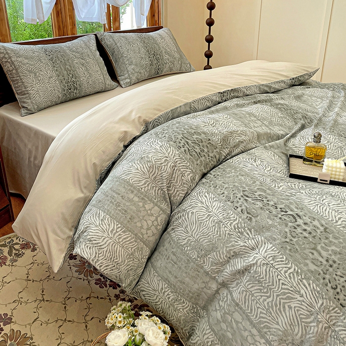 91家纺网 家纺一手货源 找家纺 耀悦家纺 2025年60支纯棉印花四件套长绒棉被套床单 冰川