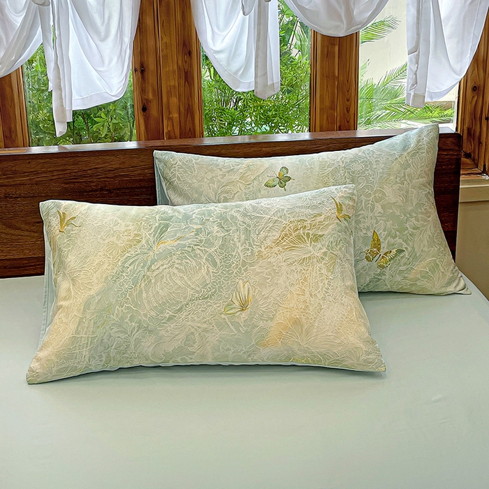 91家纺网 家纺一手货源 找家纺 耀悦家纺 2025年60支纯棉印花四件套长绒棉被套床单 蝶恋