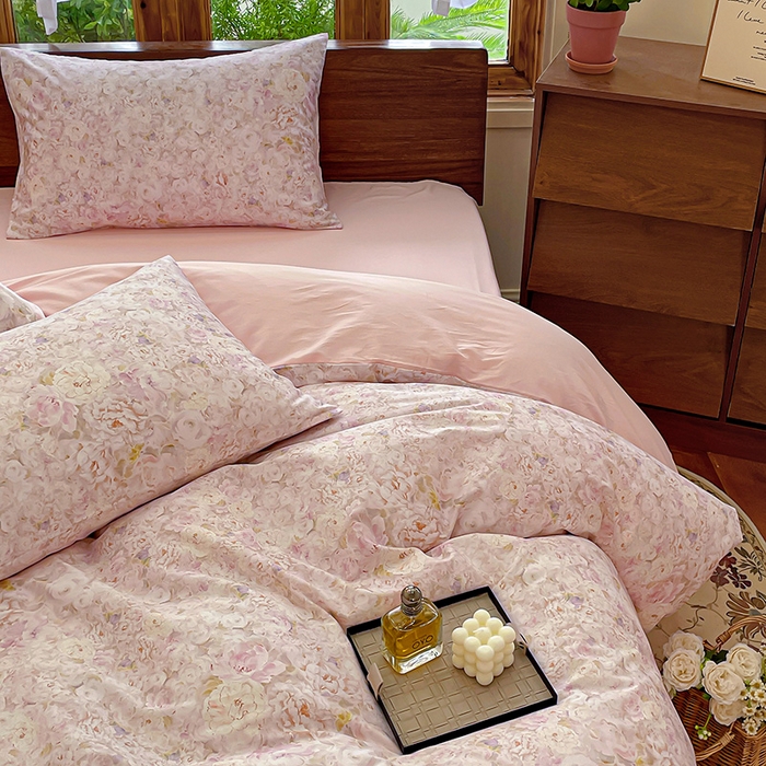 91家纺网 家纺一手货源 找家纺 耀悦家纺 2025年60支纯棉印花四件套长绒棉被套床单 花之恋