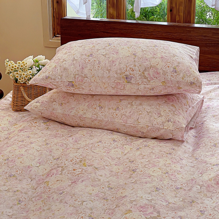 91家纺网 家纺一手货源 找家纺 耀悦家纺 2025年60支纯棉印花四件套长绒棉被套床单 花之恋