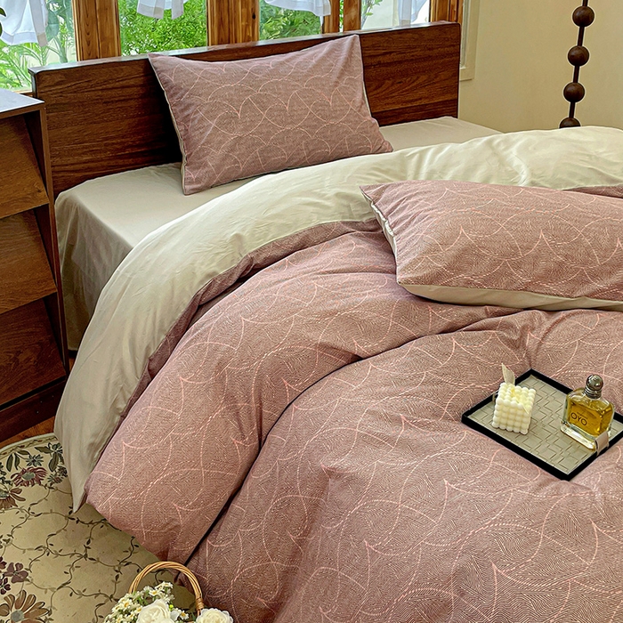 91家纺网 家纺一手货源 找家纺 耀悦家纺 2025年60支纯棉印花四件套长绒棉被套床单 江潮