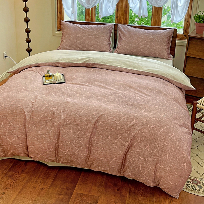 91家纺网 家纺一手货源 找家纺 耀悦家纺 2025年60支纯棉印花四件套长绒棉被套床单 江潮