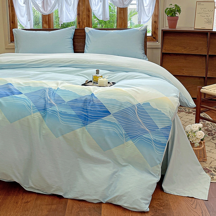 91家纺网 家纺一手货源 找家纺 耀悦家纺 2025年60支纯棉印花四件套长绒棉被套床单 梦幻林海