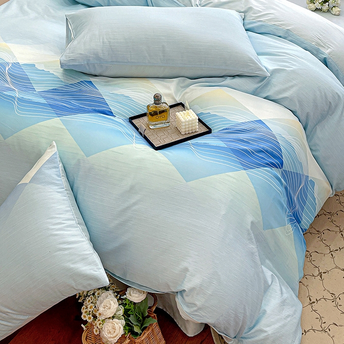 91家纺网 家纺一手货源 找家纺 耀悦家纺 2025年60支纯棉印花四件套长绒棉被套床单 梦幻林海