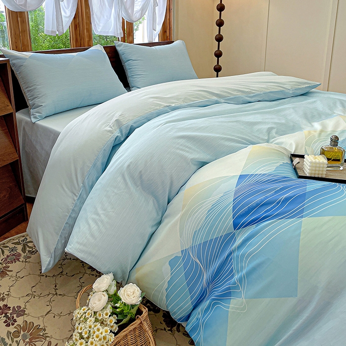 91家纺网 家纺一手货源 找家纺 耀悦家纺 2025年60支纯棉印花四件套长绒棉被套床单 梦幻林海