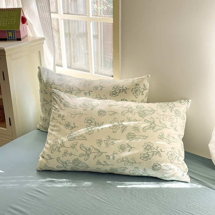 91家纺网 家纺一手货源 找家纺 水木坊 2025新款云感针织双层纱三件套四件套 海像森林