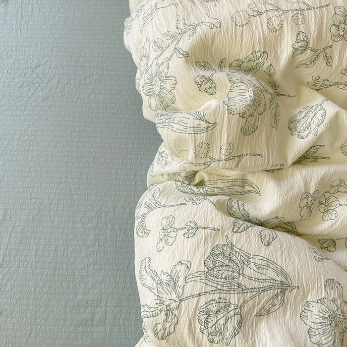 91家纺网 家纺一手货源 找家纺 水木坊 2025新款云感针织双层纱三件套四件套 海像森林