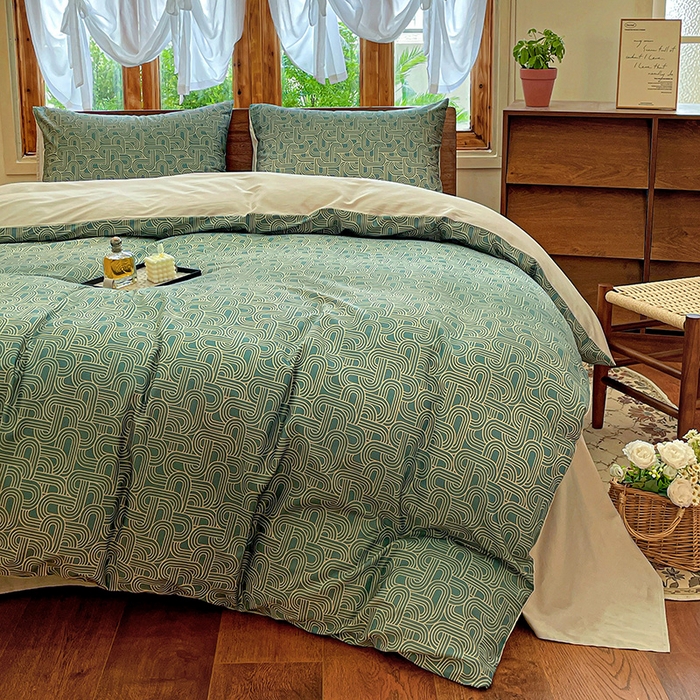 91家纺网 家纺一手货源 找家纺 耀悦家纺 2025年60支纯棉印花四件套长绒棉被套床单 优雅纹章