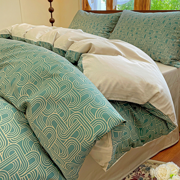 91家纺网 家纺一手货源 找家纺 耀悦家纺 2025年60支纯棉印花四件套长绒棉被套床单 优雅纹章