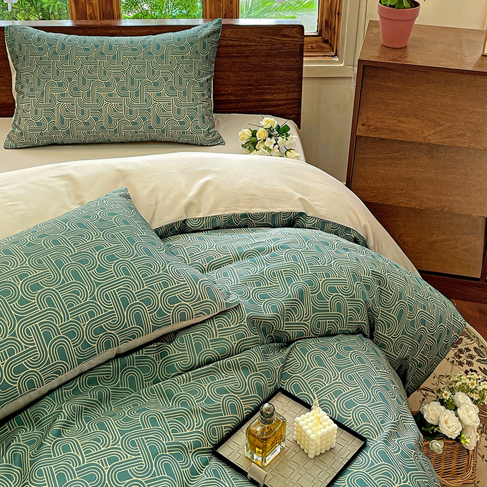 91家纺网 家纺一手货源 找家纺 耀悦家纺 2025年60支纯棉印花四件套长绒棉被套床单 优雅纹章