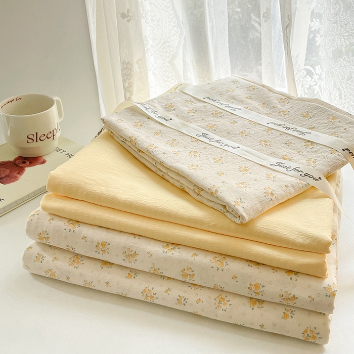 91家纺网 家纺一手货源 找家纺 水木坊 2025新款云感针织双层纱三件套四件套 橘子海