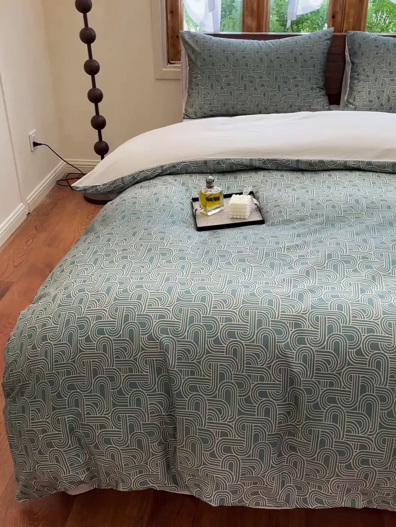 91家纺网 家纺一手货源 找家纺 耀悦家纺 2025年60支纯棉印花四件套长绒棉被套床单 优雅纹章