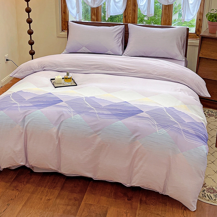 91家纺网 家纺一手货源 找家纺 耀悦家纺 2025年60支纯棉印花四件套长绒棉被套床单 紫墨丹青