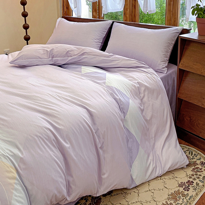 91家纺网 家纺一手货源 找家纺 耀悦家纺 2025年60支纯棉印花四件套长绒棉被套床单 紫墨丹青