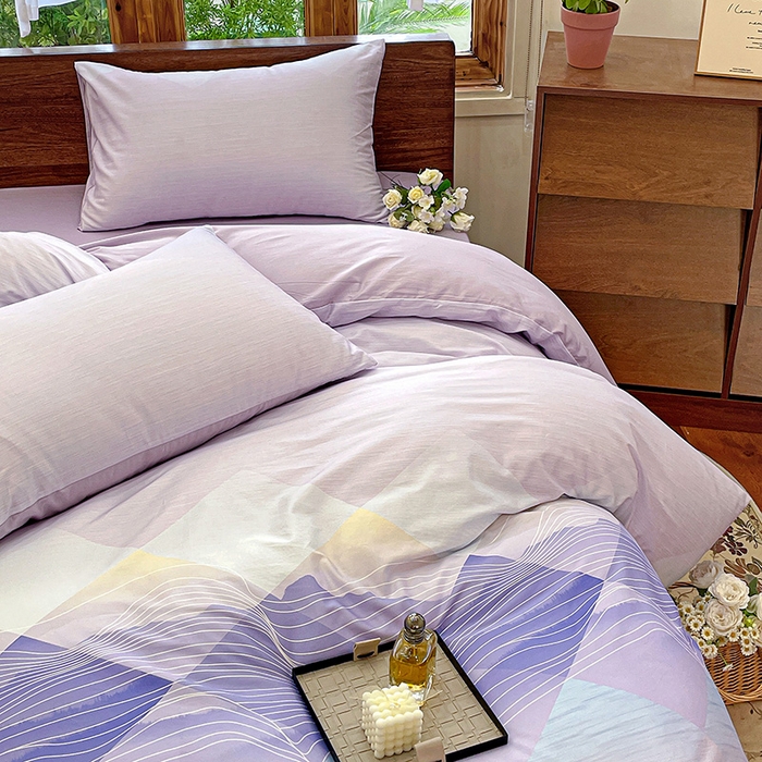 91家纺网 家纺一手货源 找家纺 耀悦家纺 2025年60支纯棉印花四件套长绒棉被套床单 紫墨丹青