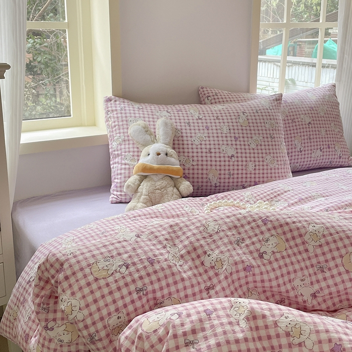 91家纺网 家纺一手货源 找家纺 水木坊 2025新款云感针织双层纱三件套四件套 猫猫晚宴