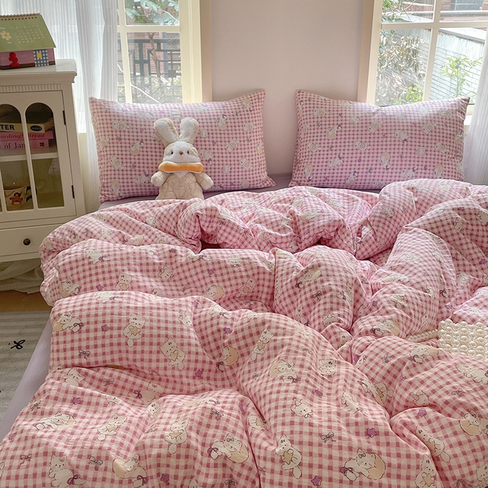 91家纺网 家纺一手货源 找家纺 水木坊 2025新款云感针织双层纱三件套四件套 猫猫晚宴