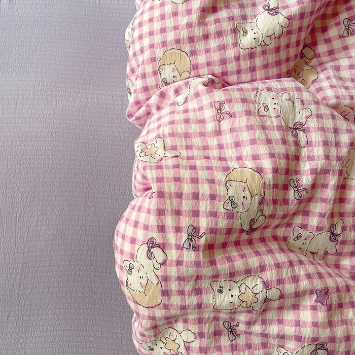 91家纺网 家纺一手货源 找家纺 水木坊 2025新款云感针织双层纱三件套四件套 猫猫晚宴