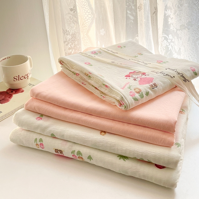 91家纺网 家纺一手货源 找家纺 水木坊 2025新款云感针织双层纱三件套四件套 蜜糖之恋