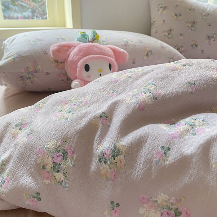 91家纺网 家纺一手货源 找家纺 水木坊 2025新款云感针织双层纱三件套四件套 奶油味的暗恋